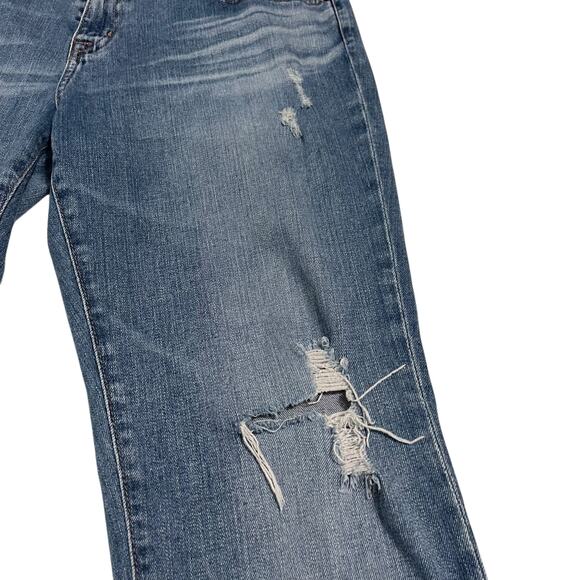 Big Star Womens Jeans Size 31 Blue Kate Crop Straight Mid Rise Distressed Denim - Picture 7 of 13